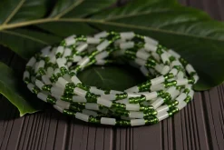 Waist Beads / Afrikaanse Heupketting - EGHE - Groen / wit (elastisch)