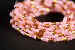 Waist Beads / Afrikaanse Heupketting - NKEM - Roze / goud (elastisch)