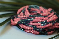 Waist Beads / Afrikaanse Heupketting - ADODO- Blauw / roze (elastisch)