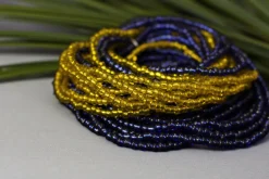 Waist Beads / Afrikaanse Heupketting - ABEHE - Blauw / geel-groen (elastisch)
