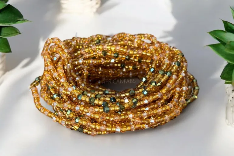 Waist Beads / Afrikaanse Heupketting - Ẹmu - Goud crystal (elastisch)