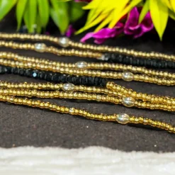 Waist Beads / Afrikaanse Heupketting - Osunde - Zwart mix crystal (elastisch)