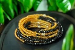 Waist Beads / Afrikaanse Heupketting - Osunde - Zwart mix crystal (elastisch)