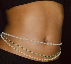 Waist Beads / Afrikaanse Heupketting - OSAWE- Zwart / gold (elastisch)