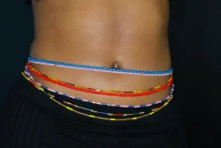 Waist Beads / Afrikaanse Heupketting - OSAWE- Zwart / gold (elastisch)