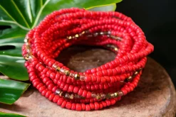 Waist Beads / Afrikaanse Heupketting - OBI - Rood (elastisch)