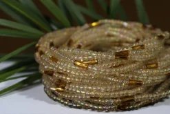 Waist Beads / Afrikaanse Heupketting - NEKPEN - Wit / gold (elastisch)