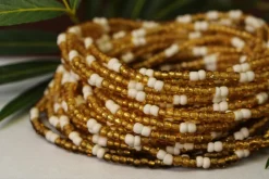 Waist Beads / Afrikaanse Heupketting - JESUOBO - Wit / gold (elastisch)