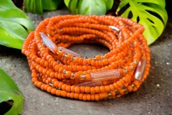 Waist Beads / Afrikaanse Heupketting - FADEKEMI - Oranje (elastisch)