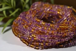 Waist Beads / Afrikaanse Heupketting - IDEHEN - Paars / gold (elastisch)