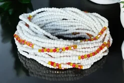 Waist Beads / Afrikaanse Heupketting - ADU - Wit / rood (elastisch)
