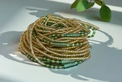 Waist Beads / Afrikaanse Heupketting - Groen Goud Kambili (Traditioneel niet-elastisch koord)