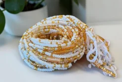 Waist Beads / Afrikaanse Heupketting - Wit Goud Jumoke (Traditioneel niet-elastisch koord)