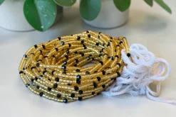 Waist Beads / Afrikaanse Heupketting - Goud Zwart Aduke (Traditioneel niet-elastisch koord)