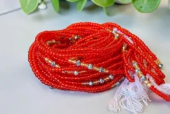Waist Beads / Afrikaanse Heupketting - Rood Adanna (Traditioneel niet-elastisch koord)