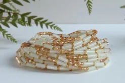 Waist Beads / Afrikaanse Heupketting - Akibo - Wit Glow in the dark (Traditioneel niet-elastisch koord)