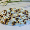 Waist Beads / Afrikaanse Heupketting - Bobo - Wit / paars (Traditioneel niet-elastisch koord)