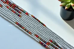 Waist Beads / Afrikaanse Heupketting - Osi - Wit / goud (Traditioneel niet-elastisch koord)