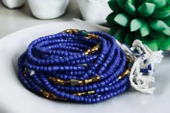 Waist Beads / Afrikaanse Heupketting - Chi - Blauw mix (Traditioneel niet-elastisch koord)