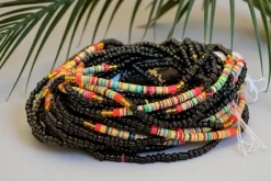 Waist Beads / Afrikaanse Heupketting - Ovie - Zwart mix (Traditioneel niet-elastisch koord)