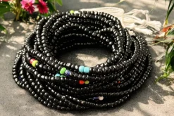 Waist Beads / Afrikaanse Heupketting - Egbón - Zwart (Traditioneel niet-elastisch koord)