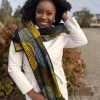 Warme Afrikaanse print sjaal Unisex - Smal model - Groene Cirkel