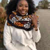 Warme Afrikaanse print sjaal Unisex - Smal model - Bruin Kuba Blokken