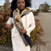 Warme Afrikaanse print sjaal Unisex - Smal model - Zand Bogolan Mozaïek