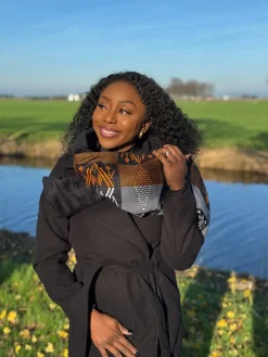Warme Afrikaanse print sjaal Unisex - Smal model - Oranje tribale patronen