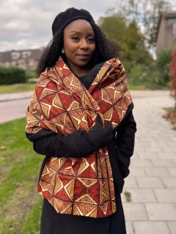 Warme Sjaal met Afrikaanse print Unisex - Bruin Prism