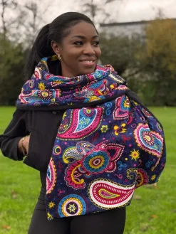Warme Sjaal met Afrikaanse print Unisex - Blauw Roze Paisley