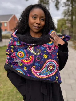 Warme Sjaal met Afrikaanse print Unisex - Blauw Roze Paisley