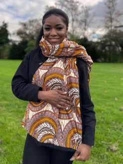 Warme Sjaal met Afrikaanse print Unisex - Oranje Veer