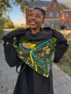 Warme Sjaal met Afrikaanse print Unisex - Donkergroene Botanical Flow