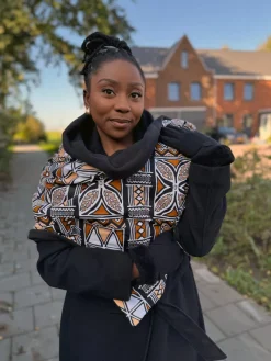 Warme Sjaal met Afrikaanse print Unisex - Bruine Bogolan Symbols
