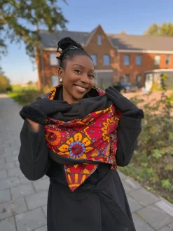 Warme Sjaal met Afrikaanse print Unisex - Rode Mandala Patchwork