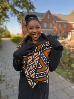 Warme Sjaal met Afrikaanse print Unisex - Bruine Bogolan