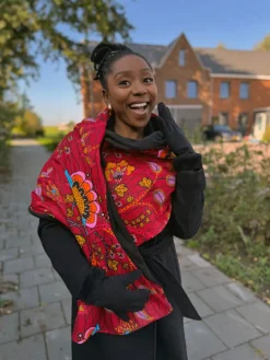 Warme Sjaal met Afrikaanse print Unisex - Rode Botanical Flow