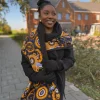 Warme Sjaal met Afrikaanse print Unisex - Donkerblauw / Geel Paisley