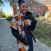 Warme Sjaal met Afrikaanse print Unisex - Bruin & Geel-oranje Kuba Blocks