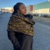 Warme Sjaal met Afrikaanse print Unisex - Zwarte / geel bogolan