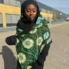 Warme Sjaal met Afrikaanse print Unisex - Groene Flowers