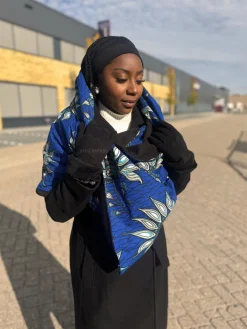 Warme Sjaal met Afrikaanse print Unisex - Blauwe flower