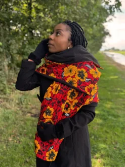 Warme Sjaal met Afrikaanse print Unisex - Rode Flowers