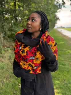 Warme Sjaal met Afrikaanse print Unisex - Rode Flowers