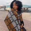 Warme Sjaal met Afrikaanse print Unisex - Kente Mud Zwart/oranje