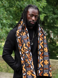 Warme Sjaal met Afrikaanse print Unisex - Bruine Mud