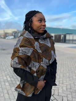 Warme Sjaal met Afrikaanse print Unisex - Mosterd / bruin