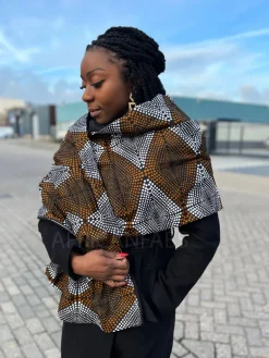 Warme Sjaal met Afrikaanse print Unisex - Mosterd / bruin