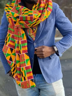 Warme Sjaal met Afrikaanse print Unisex - Geel / Groene kente